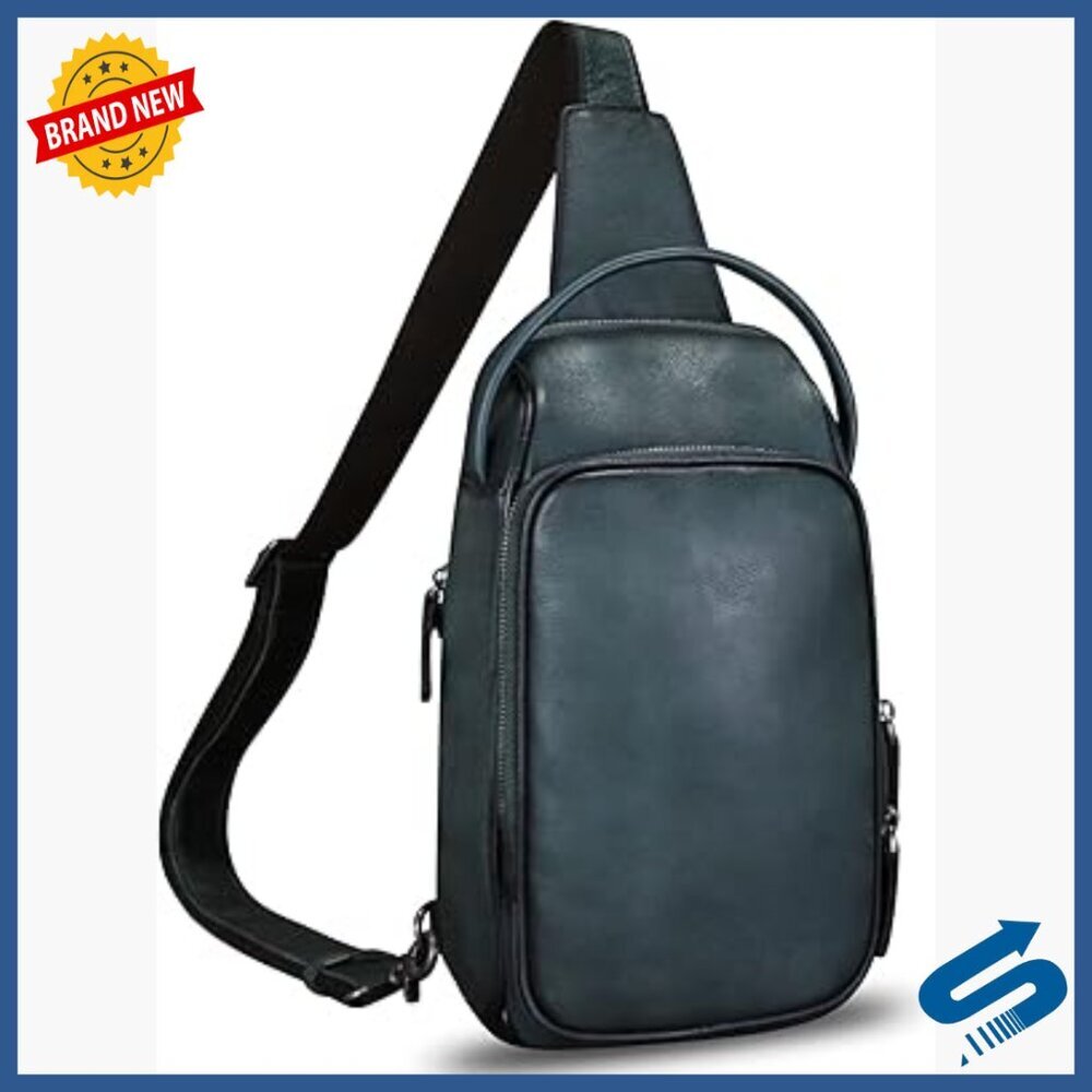 Genuine Leather Sling Backpack Crossbody Daypack Adjustable Shoulder Bag